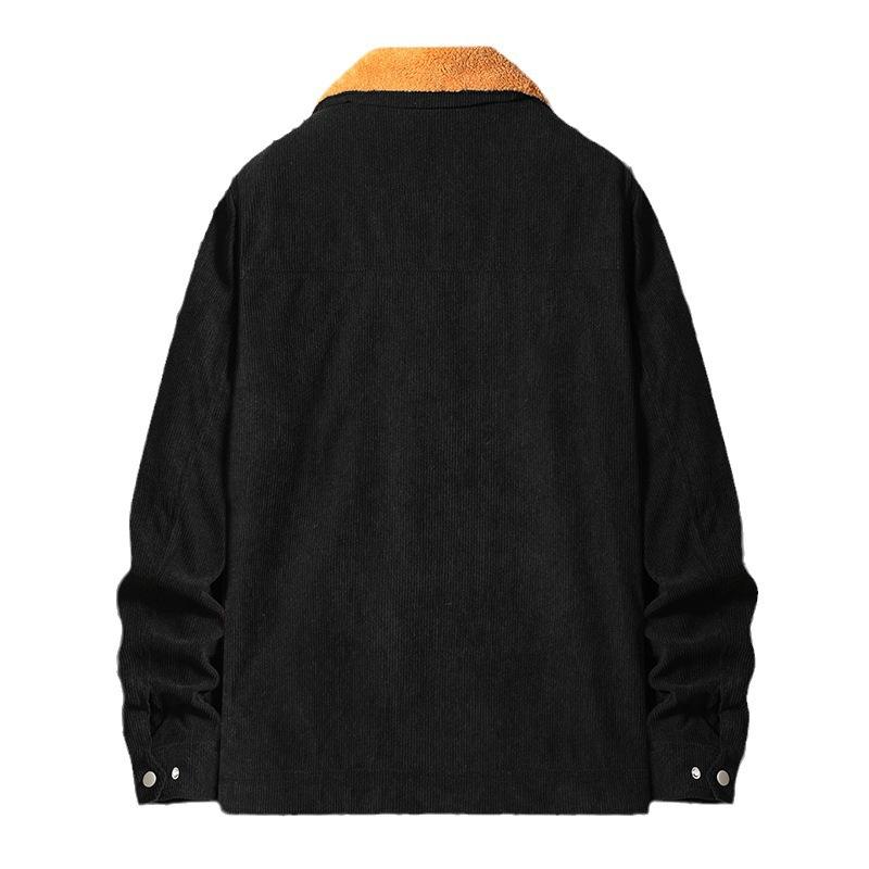 Lamb Fleece Cotton Coat Men's Warm Jacket Winter Plus Velvet Thickened Corduroy Jacket Cotton Coat Loose Cotton Jacket