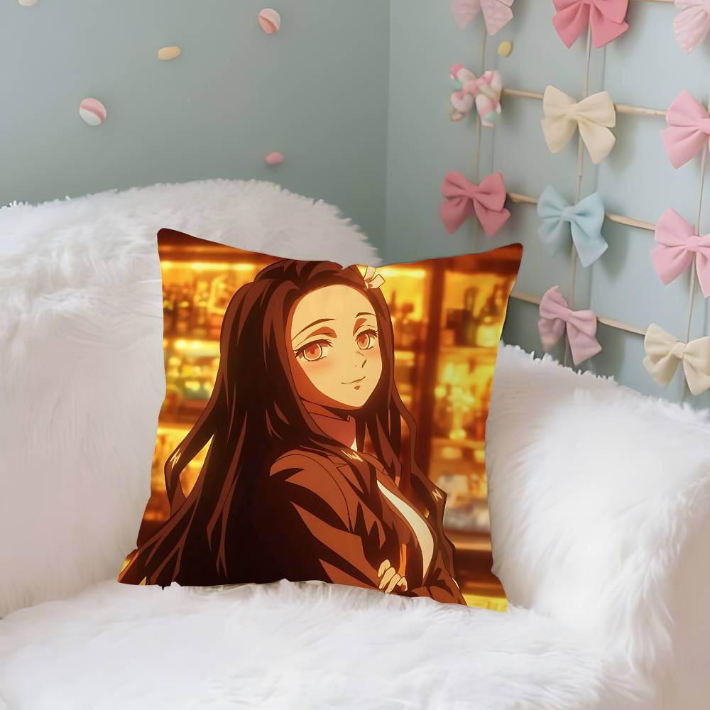 NNezukos KKamados Case Plush Fabric Soft Pillowcase Double Sided Print Cushion Cover Household Gifts