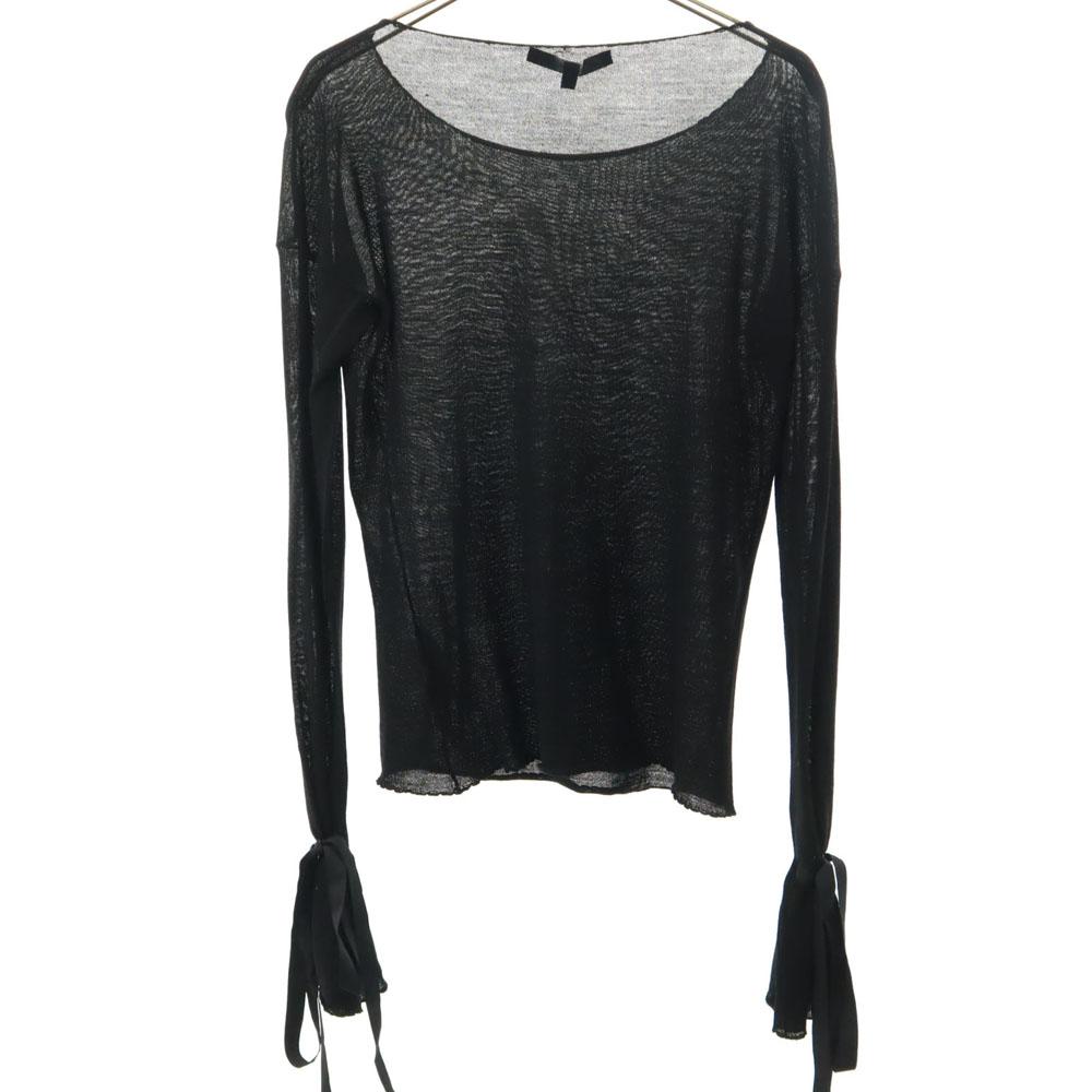 GUCCI Made in Italy Wool Blend Long sleeve Sleeve ribbon Cut S black Women Used