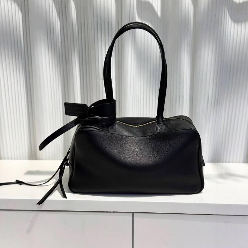 Leather Bowling Bag Women's Niche Light Luxury Shoulder Bag Handbag High-end Versatile Fashion Calfskin Underarm Bag