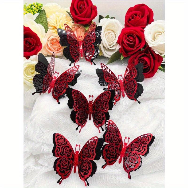 6pcs/Set Valentine's Day Collection Double Layered 3D Design Butterfly Stickers Vinyl Decal for Home Spring Decor Refresh Home Decoration Stickers