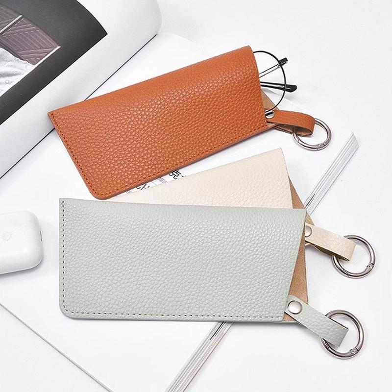 Sunglasses Pouch Pu Leather Glasses Bag Eyewear Protector Case With Keyring Glasses Storage Bag Korean Style Glasses Clip
