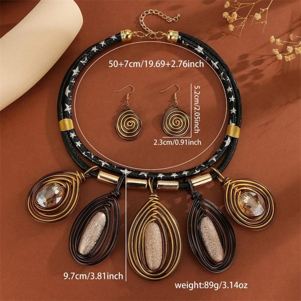 Crystal Multi-layer Jewelry Set African Women Jewelry Set Necklace Earrings Set Banquet Party