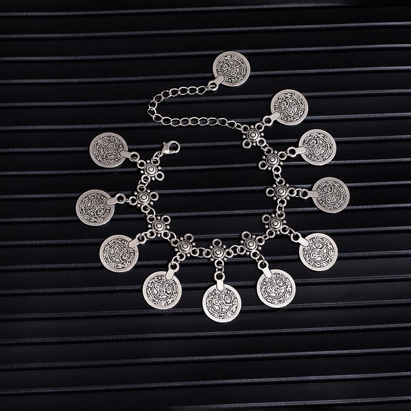 Boho Ethnic Tassel Coin Ankle Bracelet for Women - Retro Beach & Festival Style Jewelry