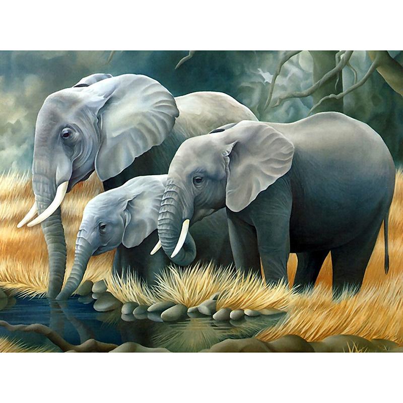 New DIY 5D Diamond Painting Elephant Diamond Embroidery Animal Cross Stitch Full Round Drill Mosaic Art Home Decor Gift