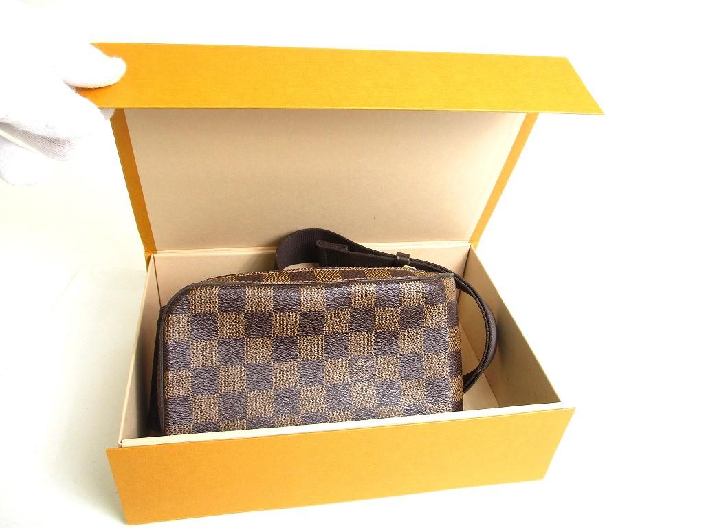 Authentische LOUIS VUITTON Damier Brown Leder Taille Packs Gürteltasche Geronimos #a528 Generalüberholt