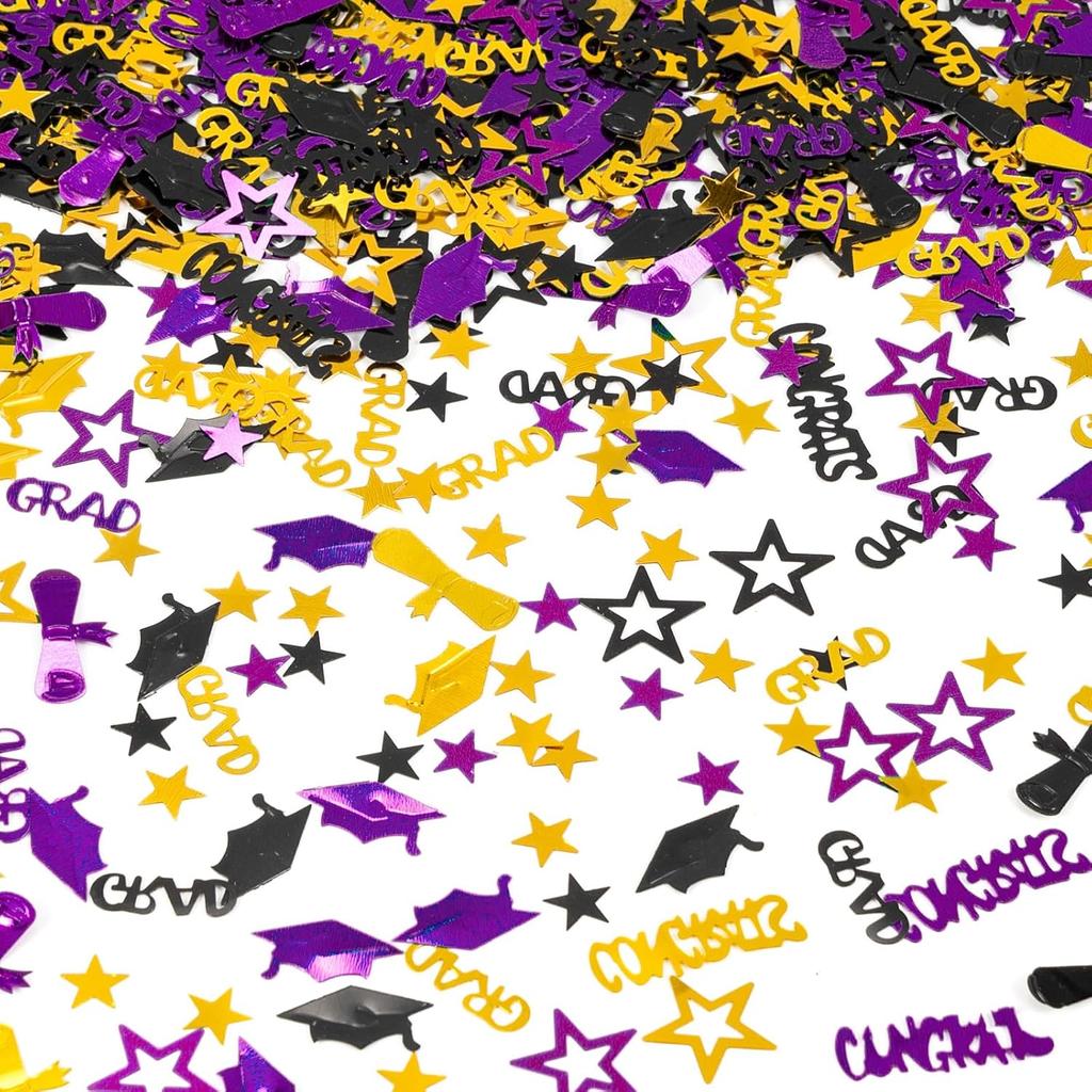 Gold and Black Graduation Confetti 2025, 1000 Pcs Grad Confetti Class of 2025 Party Table Centerpiece for 2025 Graduation Party Supplies