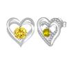 Multicolor Birthstone Ear Studs Heart Stud Earrings Birthday Gift For Women & Girls