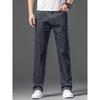 Summer Men's Thin Loose Jeans Classic Straight Gray Blue Business Casual Elasticity Cotton Denim Trousers Plus Size