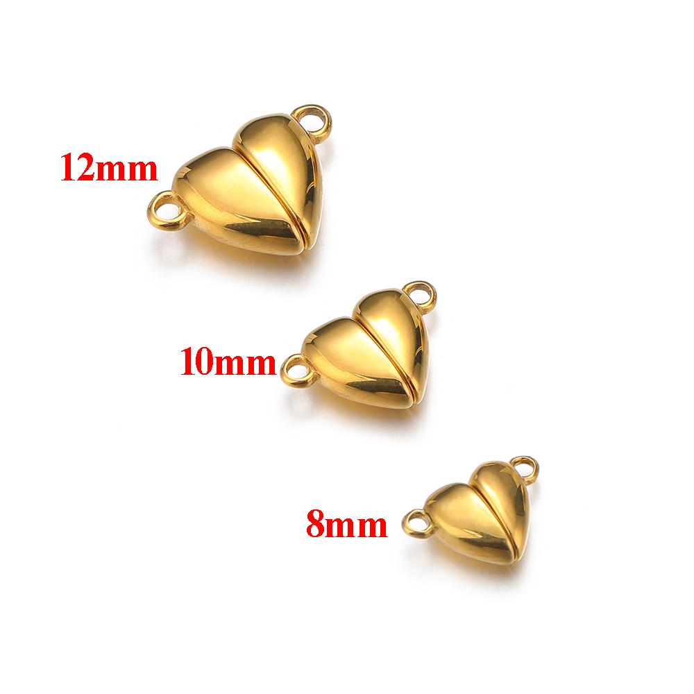 1set No Fade PVD Gold Stainless Steel Heart Magnetic Clasps Bead Clasp Buckles for Bracelet Necklace Findings DIY Jewelry Making
