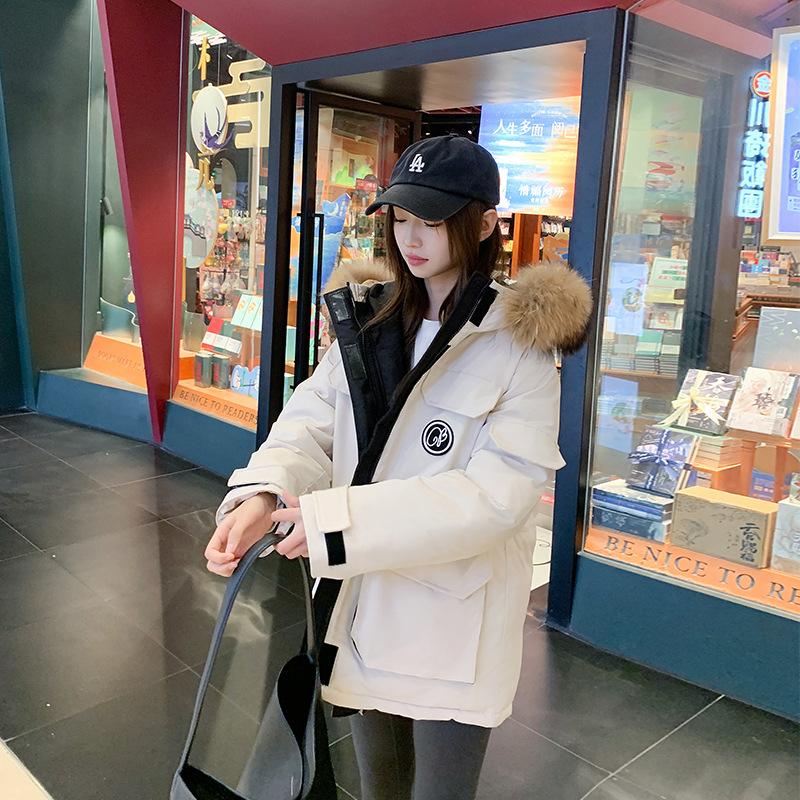 

Большое хлопковое пальто оверсайз с меховым воротником для женщин, средней длины, зимнее, студенческое, маленькое, утолщенное хлопковое пальто в корейском стиле для рабочей одежды XXL