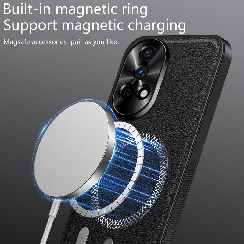 Luxury PU Leather Case For Huawei Nova 12 Ultra 12 11 10 9 8 7 Pro Magsafe Magnetic Metal Ring Lens Protection Shockproof Cover