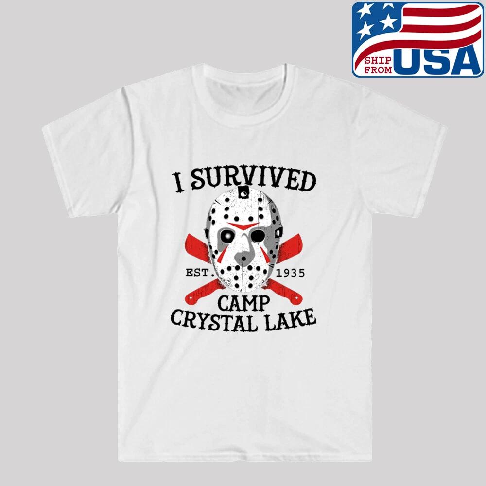 Camp Crystal Lake Jason Friday The 13th Men s White Size S to 3XL 2XL