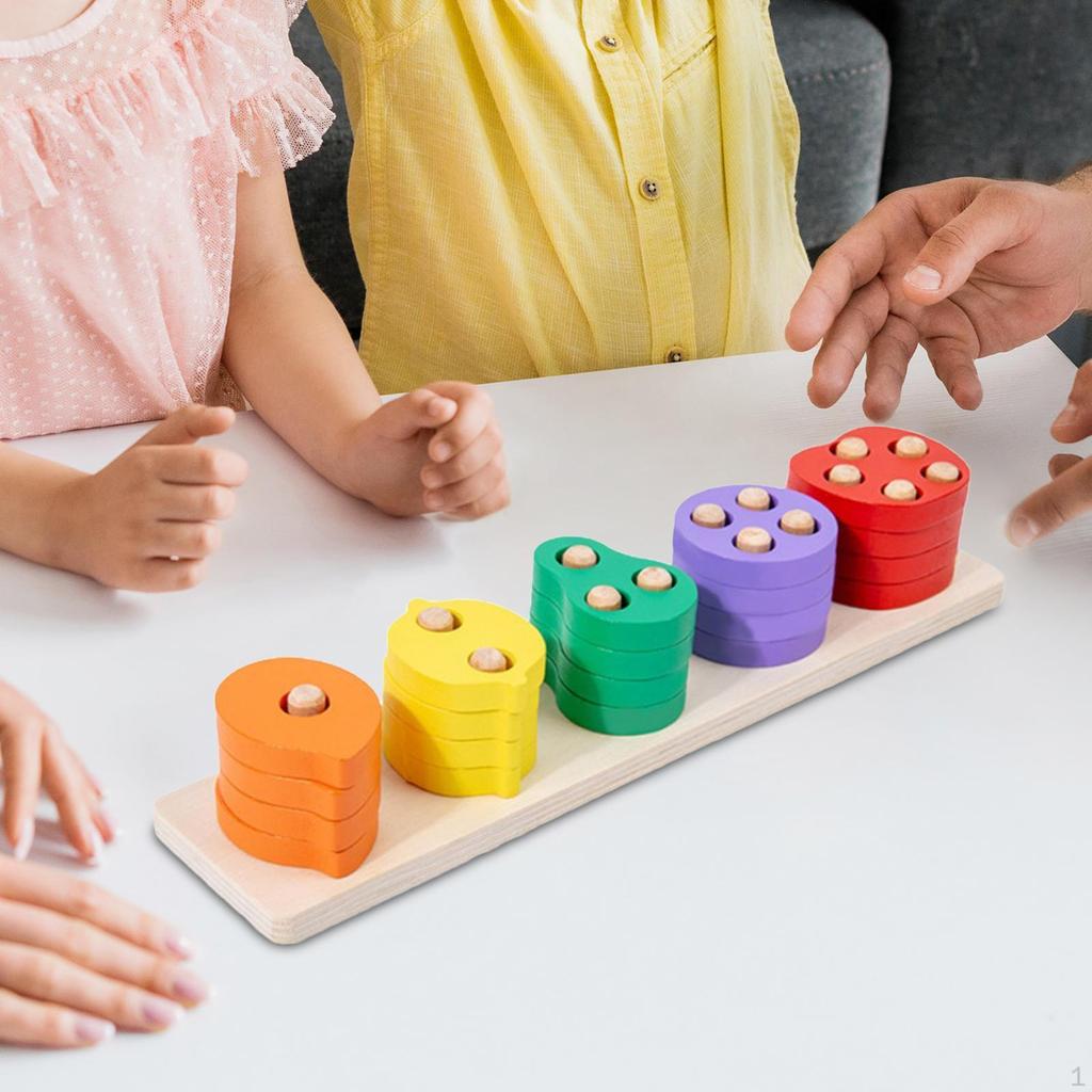 Montessori Wooden Shape Sorter, Stack and Sort Board, Educational Matching Toy for