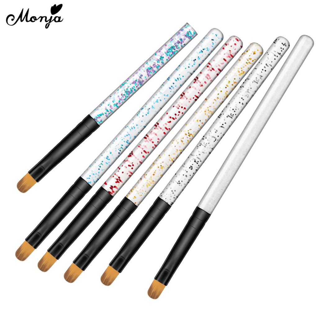 1 Piece Nail Art Brush Acrylic Handle UV Gel Polish Poly Extension Building Base Coating Pattern Painting Drawing Pen DIY Manicure Design Tool