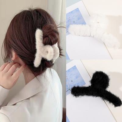 Winter Plüsch Haar Klaue Elegante Acryl Haarnadeln Kunstpelz Haar Clip Haarspange Krabbe Kopfbedeckung für Frauen Mädchen Haar Zubehör