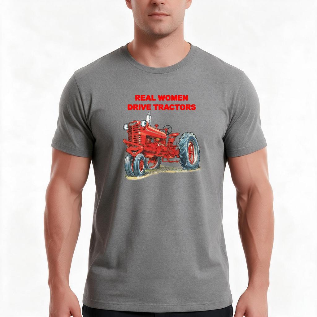 Real Women Drive Tractors TShirt Summer Casual Cotton Tee Oversized Streetwear Tops Vintage Graphic Print Unisex Unisex Women
