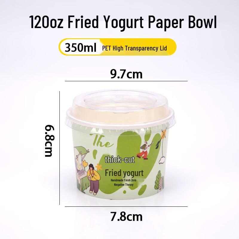 Disposable Fried Yogurt Paper Bowl with PET Lid