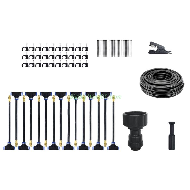 24TE Outdoor Misting Cooling System Bending Water Air Misting Nozzle Sprays Garden Flower