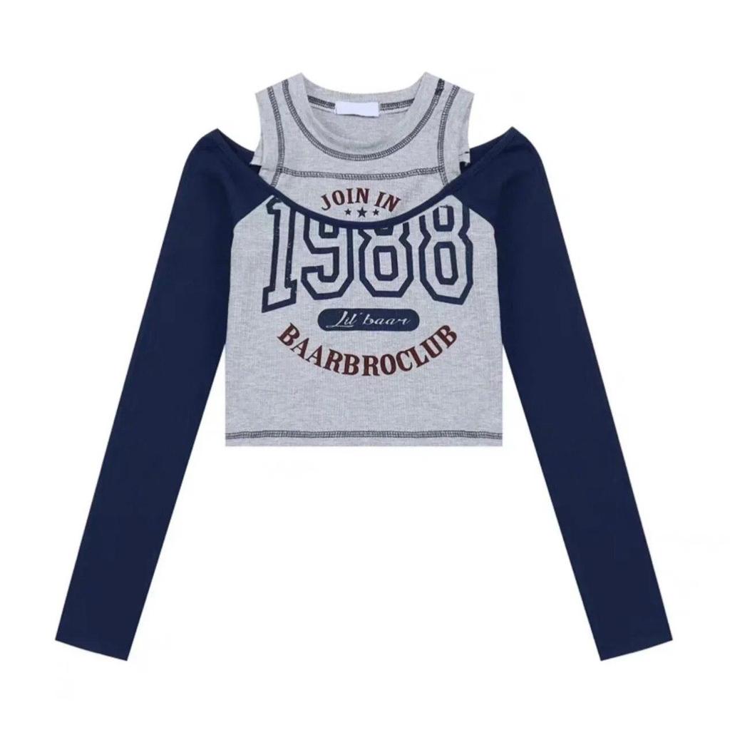 Y2k T-shirt Streetwear Vintage Korean Style Crop Top Women T-shirt Sexy Retro Letter Printed T Shirts Off Shoulder Aesthetic Clothes
