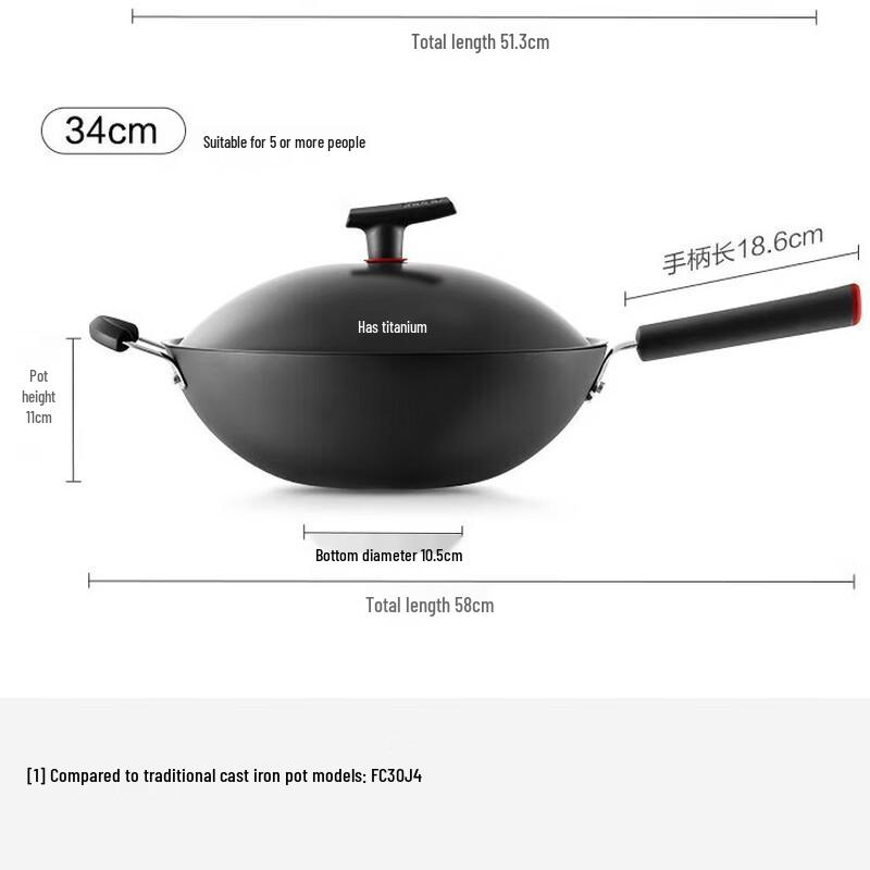 SUPOR Uncoated Fine Iron Non-Stick Wok