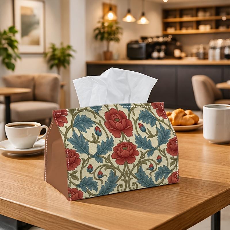 1pc Arts Peony British Tissue Box | Multi-functional Napkin Dispenser, Two Sizes Available Suitable for Home, Parties, Car Decoration Red Blue Symmetr