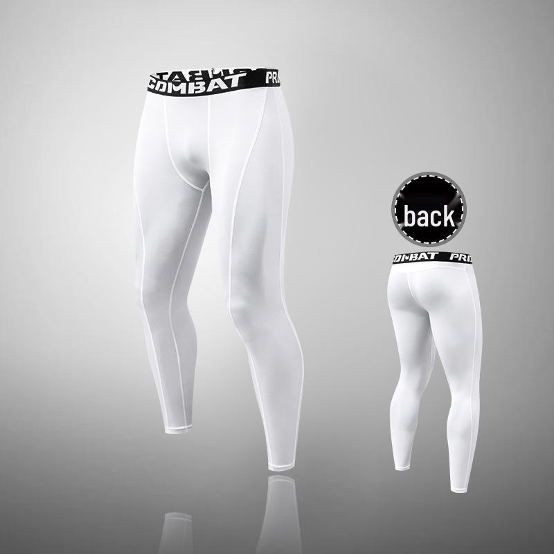 Men's High-Elastic Compression Sports Leggings: Quick-Dry, Long Pants for Running, Basketball & Fitness.