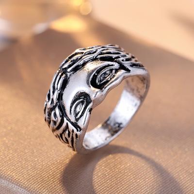 Vintage-Ring mit religiösem Glauben, Jesus-Kopf, für Männer und Frauen, Retro-Fingerringe, Bänder, Modeschmuck, Geschenk