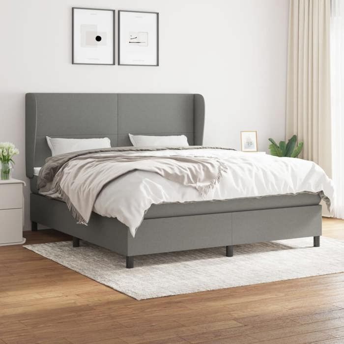 Sommier à lattes avec matelas - Maison Exclusive - 160x200cm - Tête de lit réglable - Gris foncé