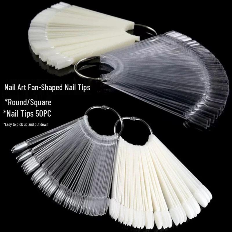 Fan-Shaped Nail Art Practice Display - 50 Piece Gel Polish Color Card Set
