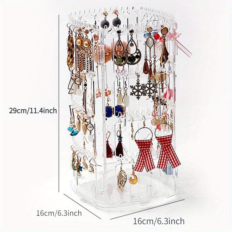 Earrings Jewelry Box Display Frame Rotating Large-capacity Multi-layer Transparent Axle Hanging Earrings Necklace Shelf.