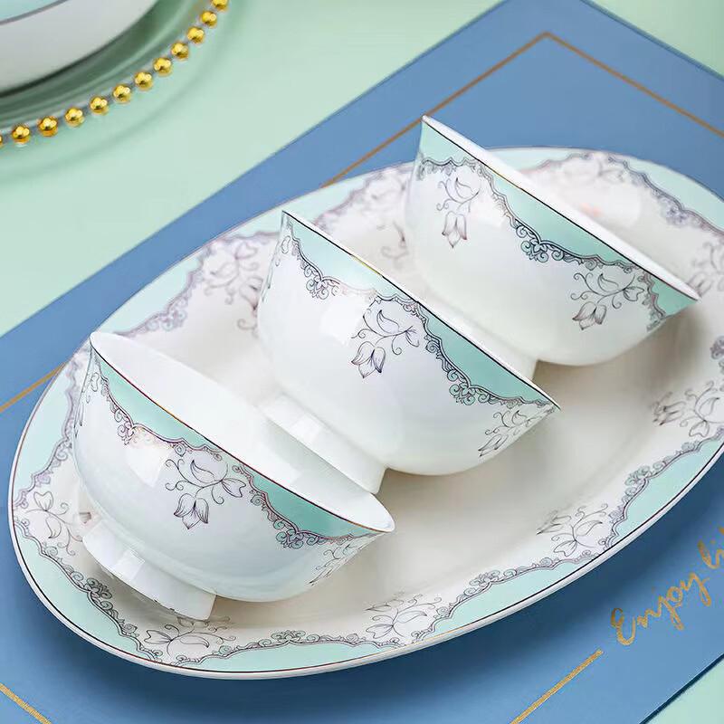 High-Foot Bone China Ceramic Rice Bowl