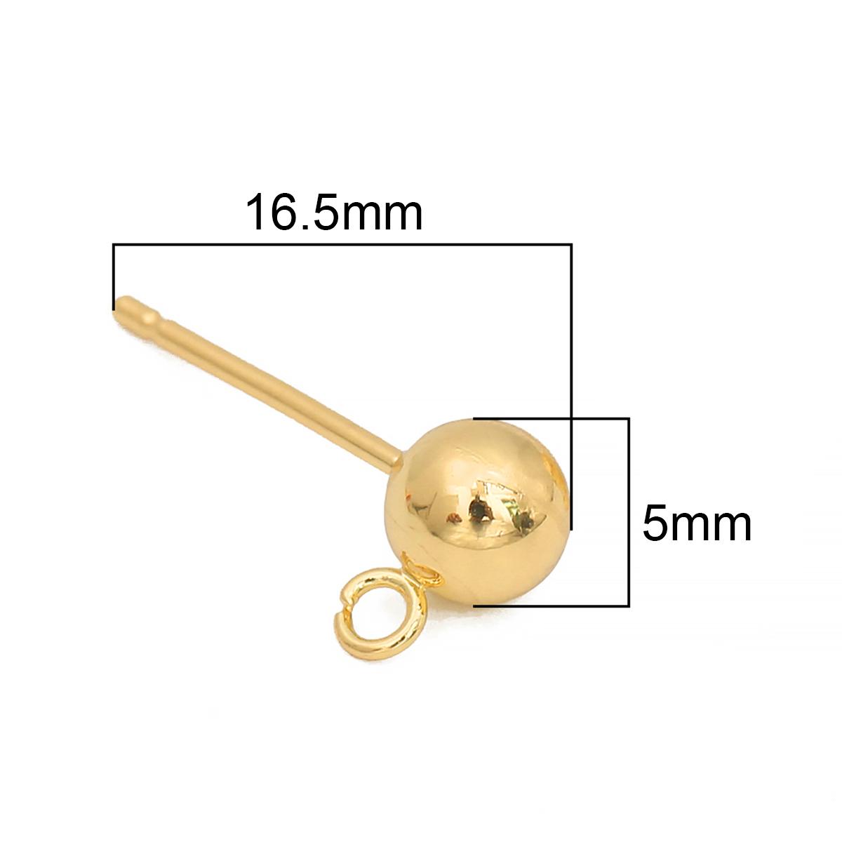 

2шт медные шариковые серьги-гвоздики высокого качества Diy DIY Изготовление ювелирных изделий Поиск аксессуаров 5mm золотистый