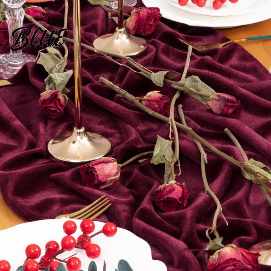 Burgundy Velvet Table Runner Christmas Runner Atrovirens 120 x 29 Wedding Reception Linens Inch Holiday for Weddings Parties Long Decoration
