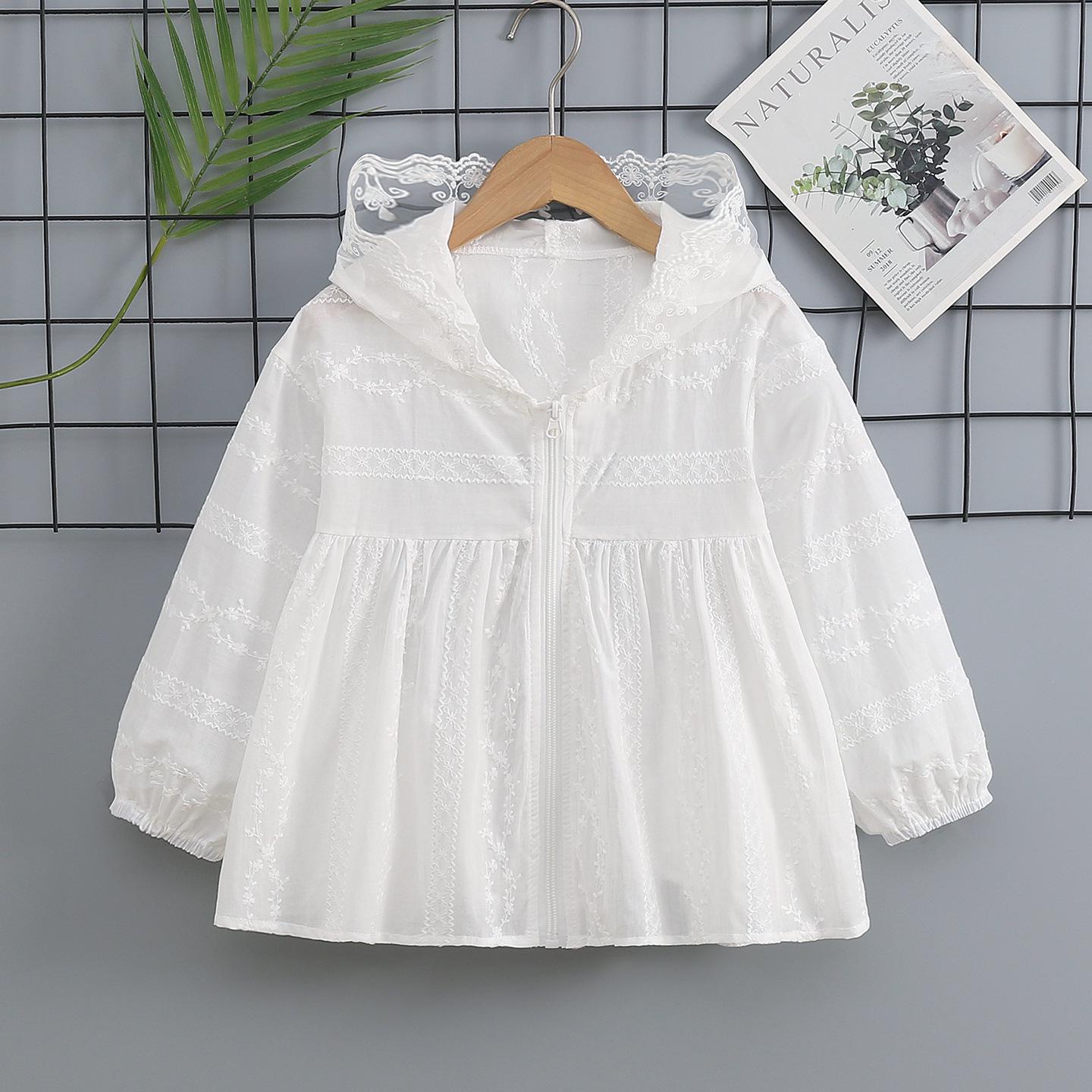 Girls Lightweight Lace Sun Protection Jacket - Stylish Summer Air Conditioning Shirt for Kids, 2026 Collection 110