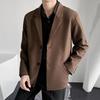 Men Blazer Solid Color Single-breasted Turndown Collar Jacket Spring Autumn Loose Suit Coat