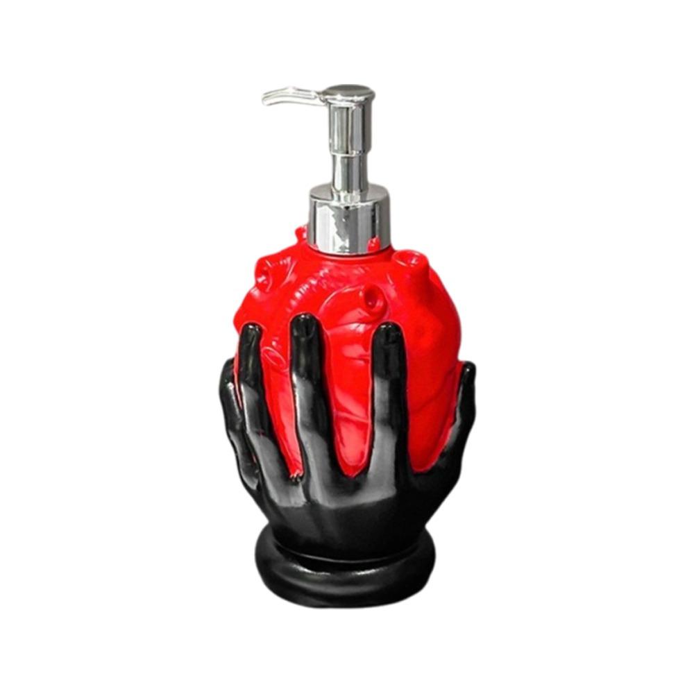 Resin Hand Held Heart Soap Bottle Refillable Decorative Heart Shaped Soap Dispenser Empty with Pump Hand Soap Container чёрный