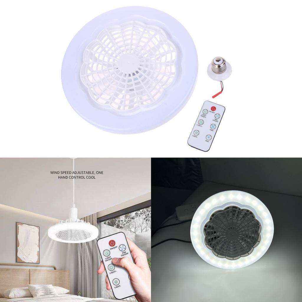 E27 LED Ceiling Fan Lamp Adjustable Wind Speed Cooling Fan Light with Remote Control Electric Cooler for Home