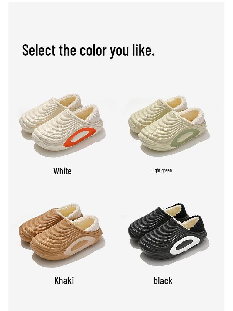 Men's and Women's Waterproof Cotton Slippers - Warm, Non-slip, Wear-resistant, Soft Sole for Autumn/Winter Outdoor Wear.
