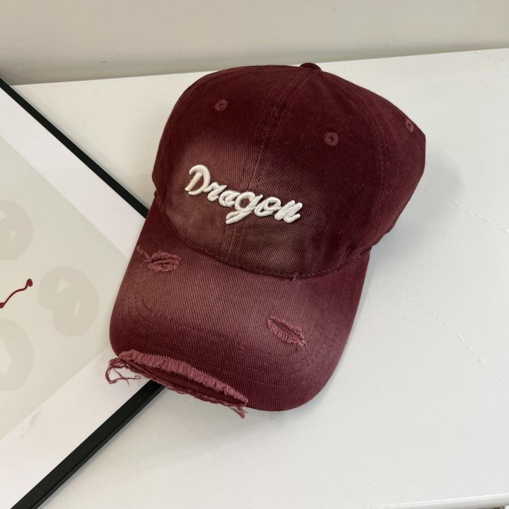 American Retro Baseball Cap Women's Big Head Circumference Old Ripped Baseball Cap Wide Brim Showing Face Small Soft Top Sun Hat Men