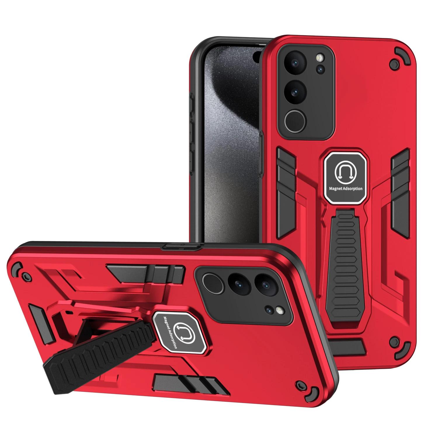 

Dual Layer Shockproof Fall Support Armor Shell For Vivo V29 V29E Pro V27 V25E Y200 Y33S Y22S Y56 Y35 Y16 S16 S16E TX1 4G 5G For Vivo T1X 4G червоний