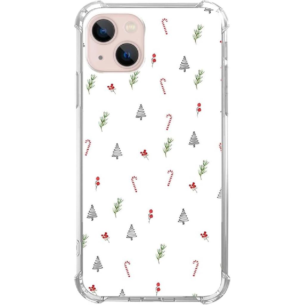 Minimalist Christmas Tree Candy Berry Case Compatible with iPhone 15, Cute Christmas Case for iPhone 15 for Teens Men and Women, Cool Trendy TPU