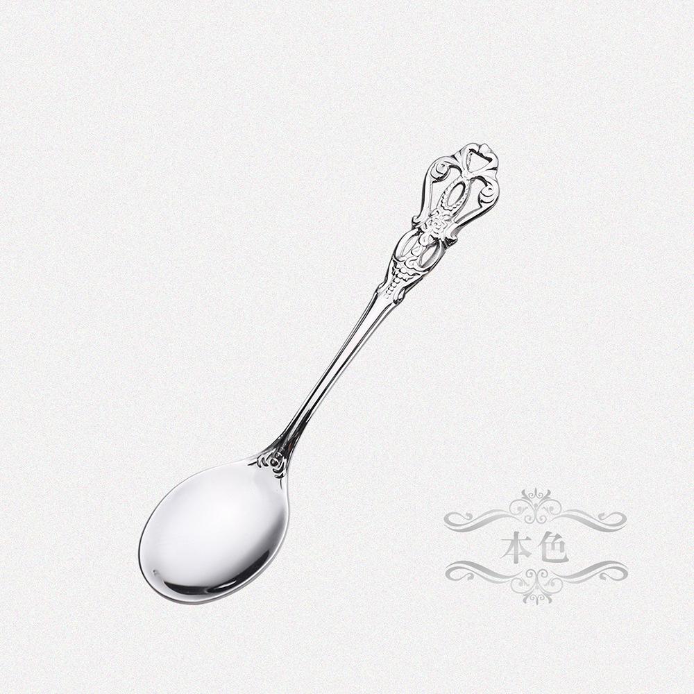

European Retro 3D Relief Pattern Hollow Dessert Coffee Fruit Spoon Fork Set Mixing High-end Tableware Gift Aristocratic Style