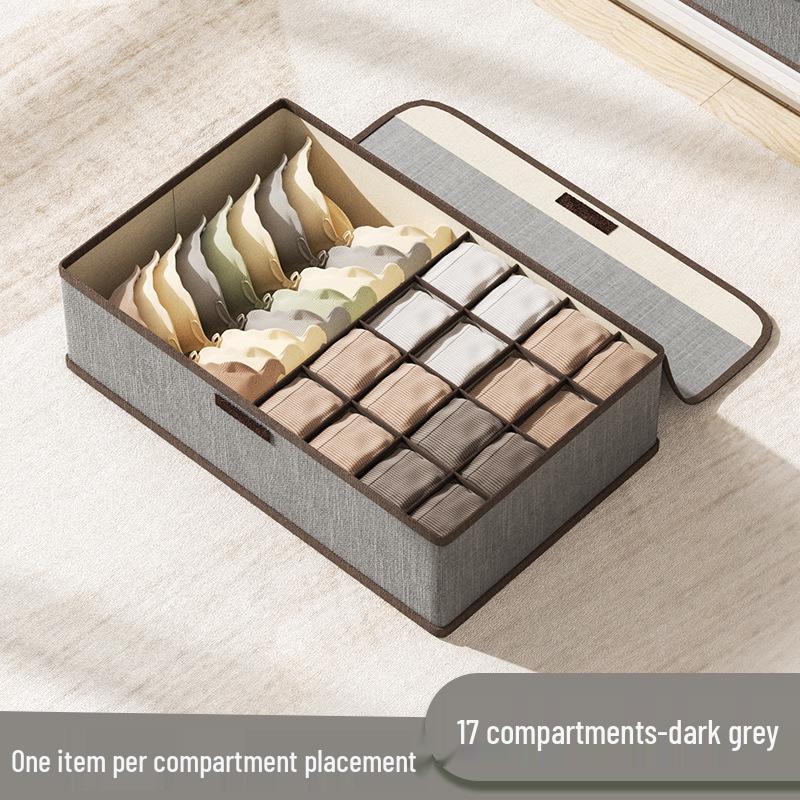 Three-in-One Cotton Linen Underwear & Sock Drawer Organizer for Home Dorms