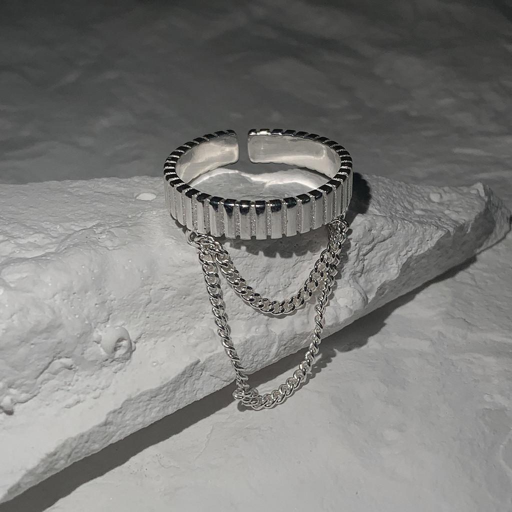 Sterling Chic 925 Silver Open Ring With Geometric Pattern For Women Elegant Casual Wear