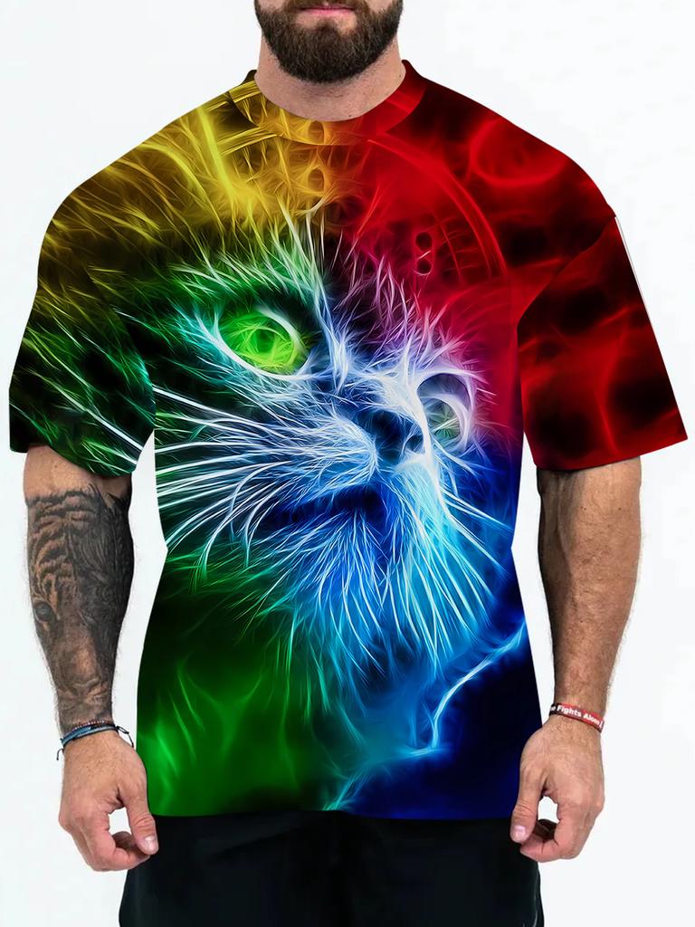 New 3D Digital Printed Summer Fashion Men's T-shirt with Animal and Character Patterns Large Size T-shirt