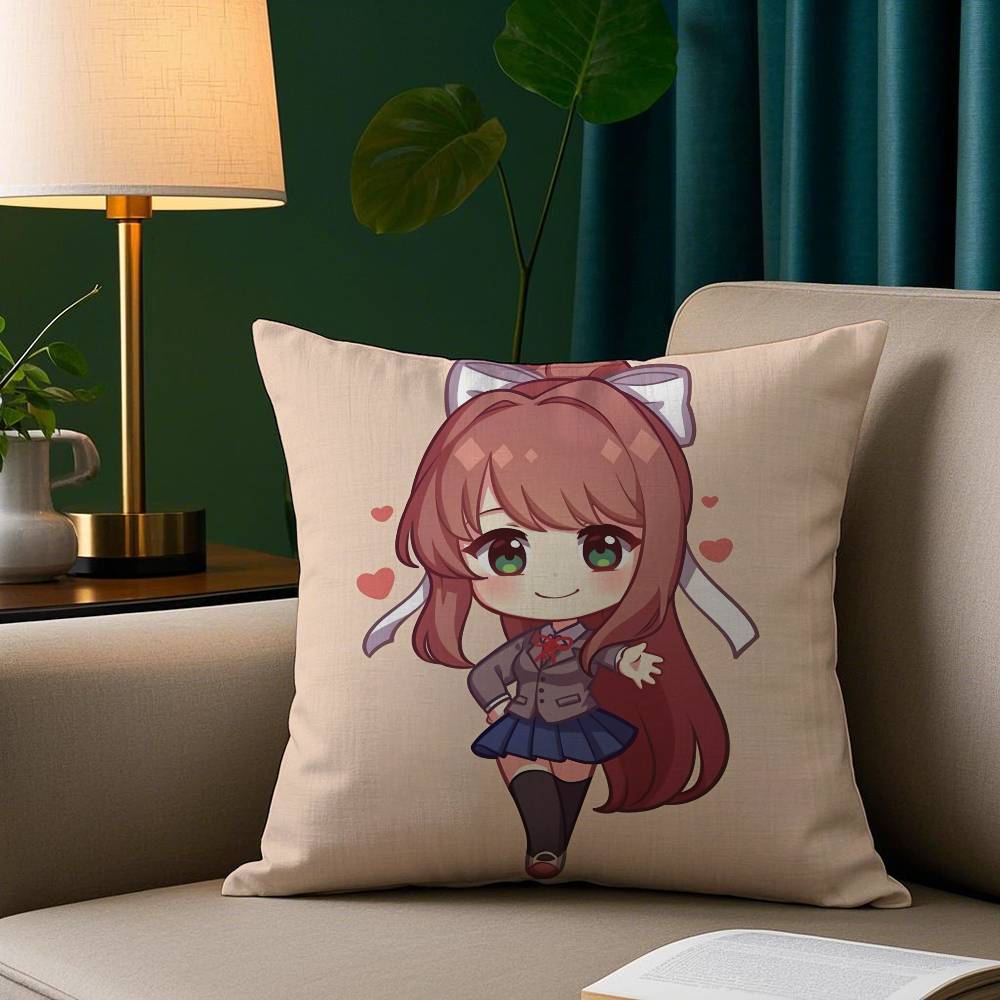 D-Doki Doki L-Literature Club Pillow Case Cozy Plush Pillow Cover Double Side Printed – Home Gift for Bedroom Decor