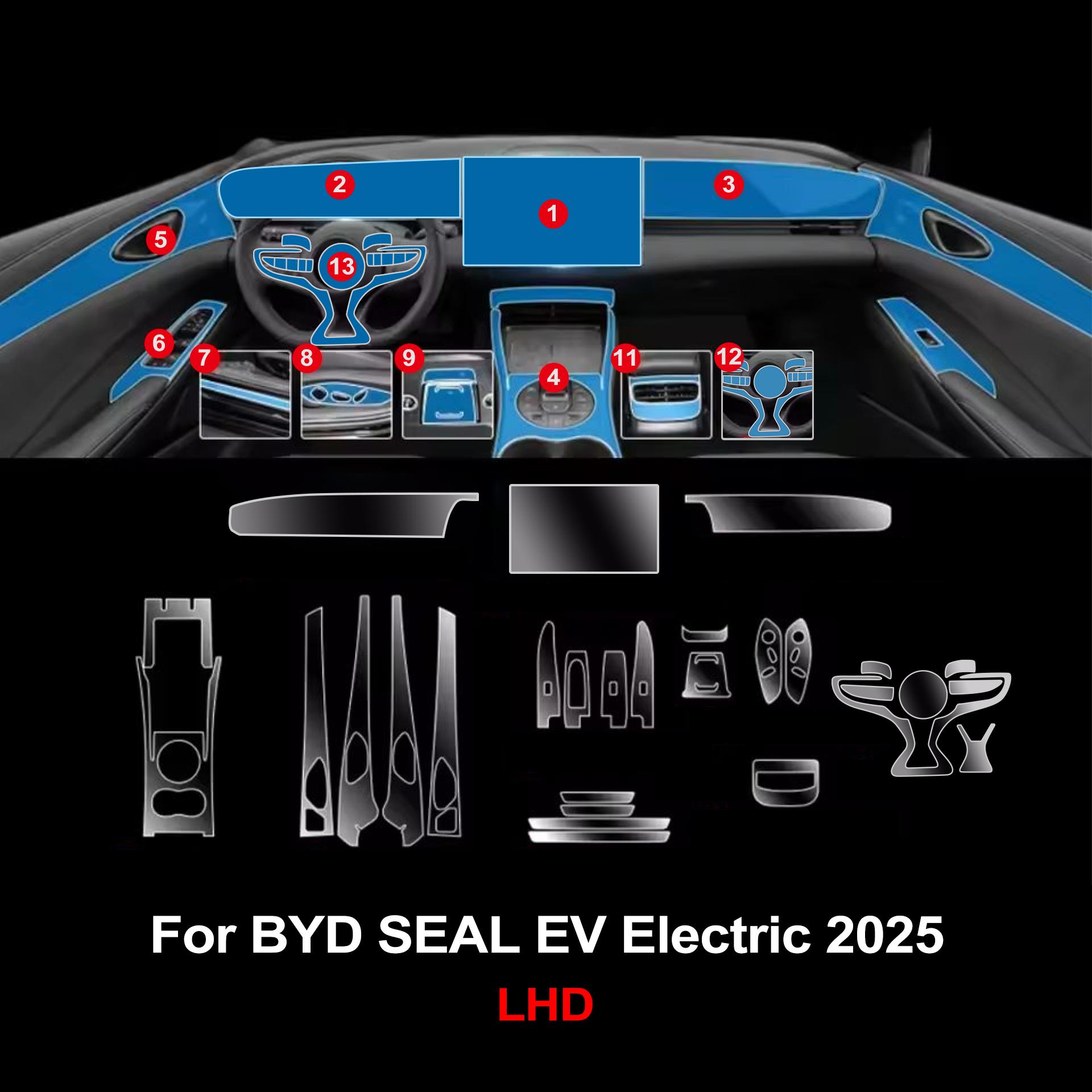 

Pre Cut Transparent TPU Film Gear Panel GPS Center Console PPF Protection for BYD SEAL EV Electric 2026 Interior Accessories