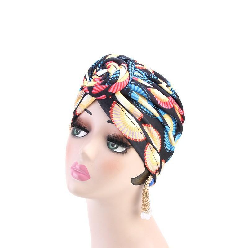 European and American popular vortex headscarf hat, disc flower hat, ethnic clothing hat, headgear hat, Indian hat