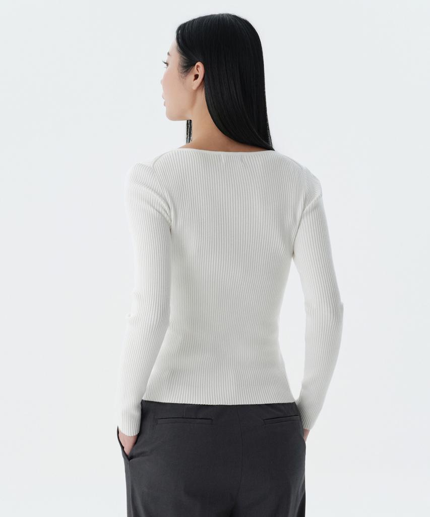 MUSINSA STANDARD WOMAN Women'S Ribbed Slim Square Neck Knit [Ivory]